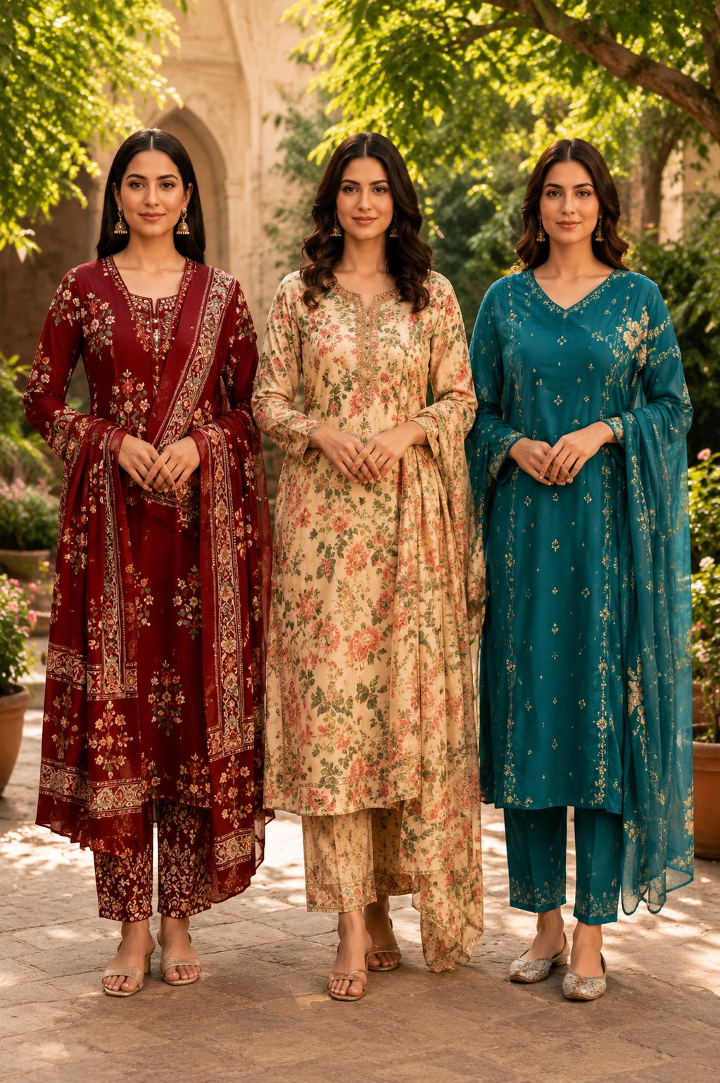 Premium Floral Elegance Women’s Kurta Set | Pack of 3