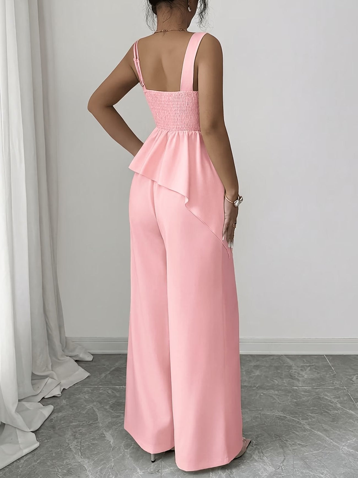 Chic Asymmetric Top, Skirt & Wide-Leg Pants
