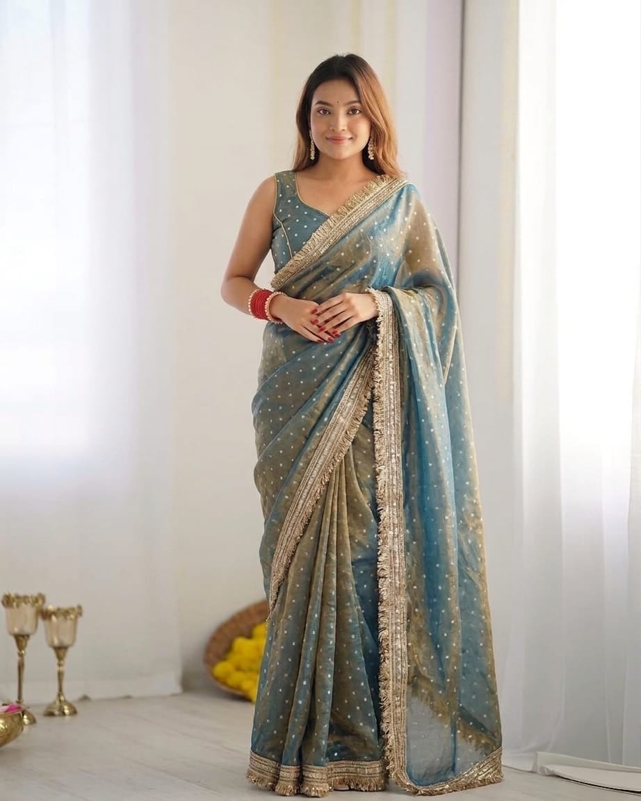 Dual Shade Elegant Silk Butti Saree