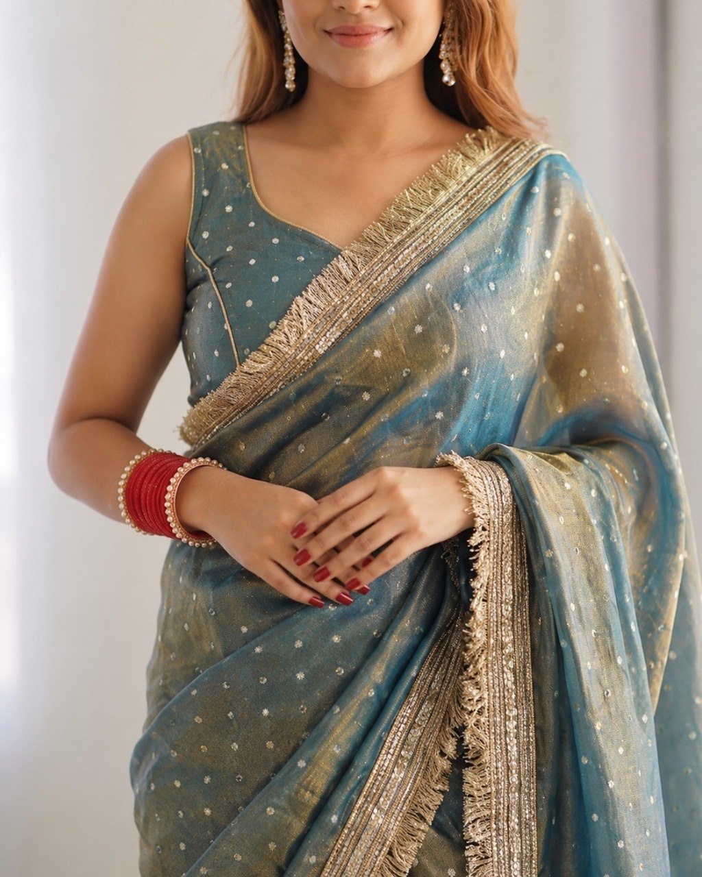Dual Shade Elegant Silk Butti Saree