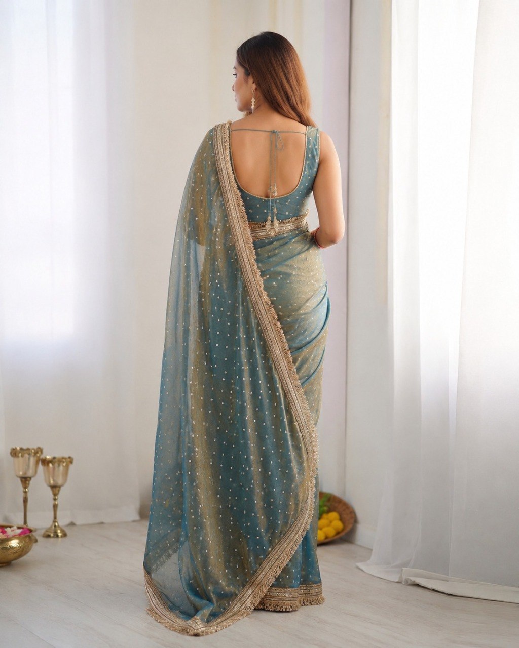 Dual Shade Elegant Silk Butti Saree