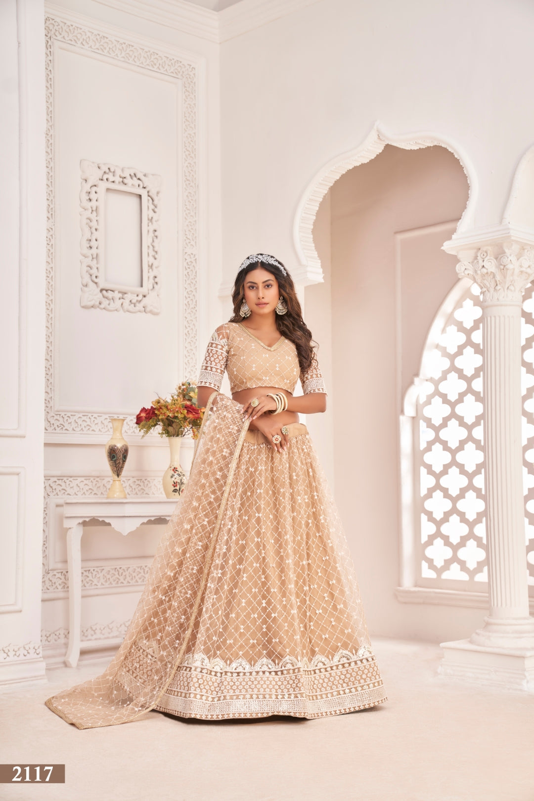 Dusty Chiqu Elegant Butterfly Net Lehenga Set
