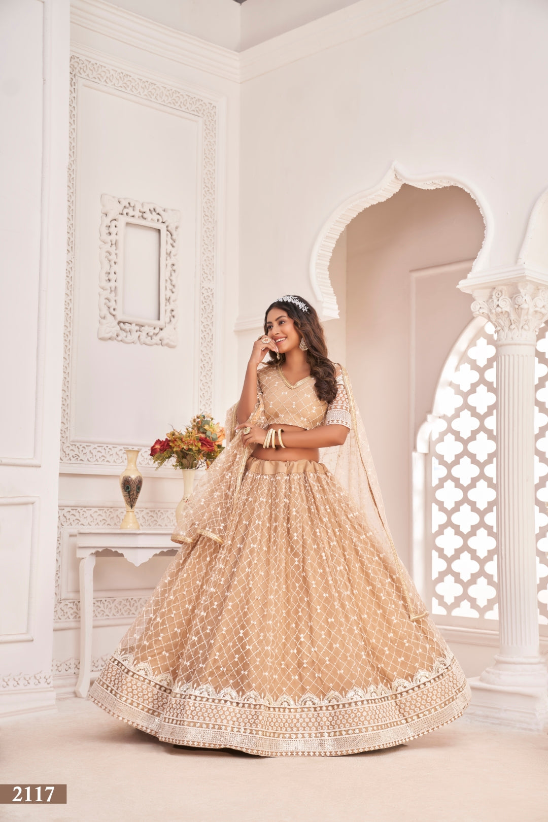 Dusty Chiqu Elegant Butterfly Net Lehenga Set