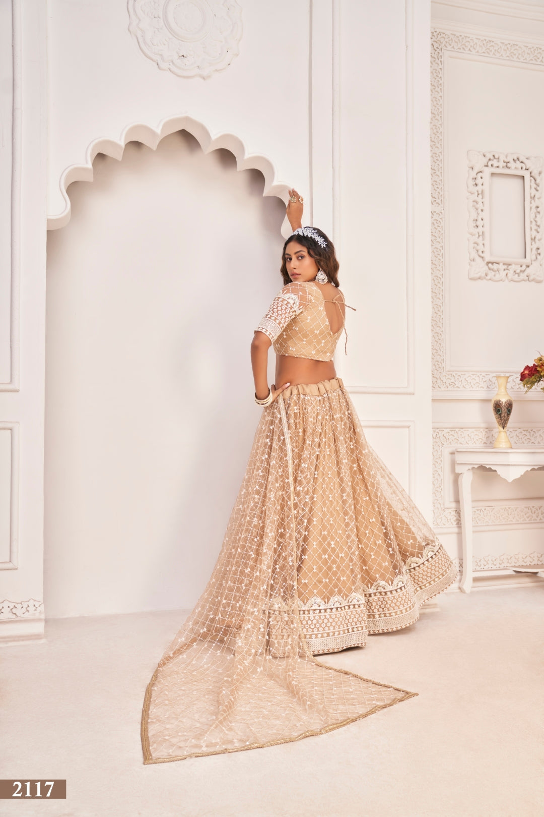Dusty Chiqu Elegant Butterfly Net Lehenga Set
