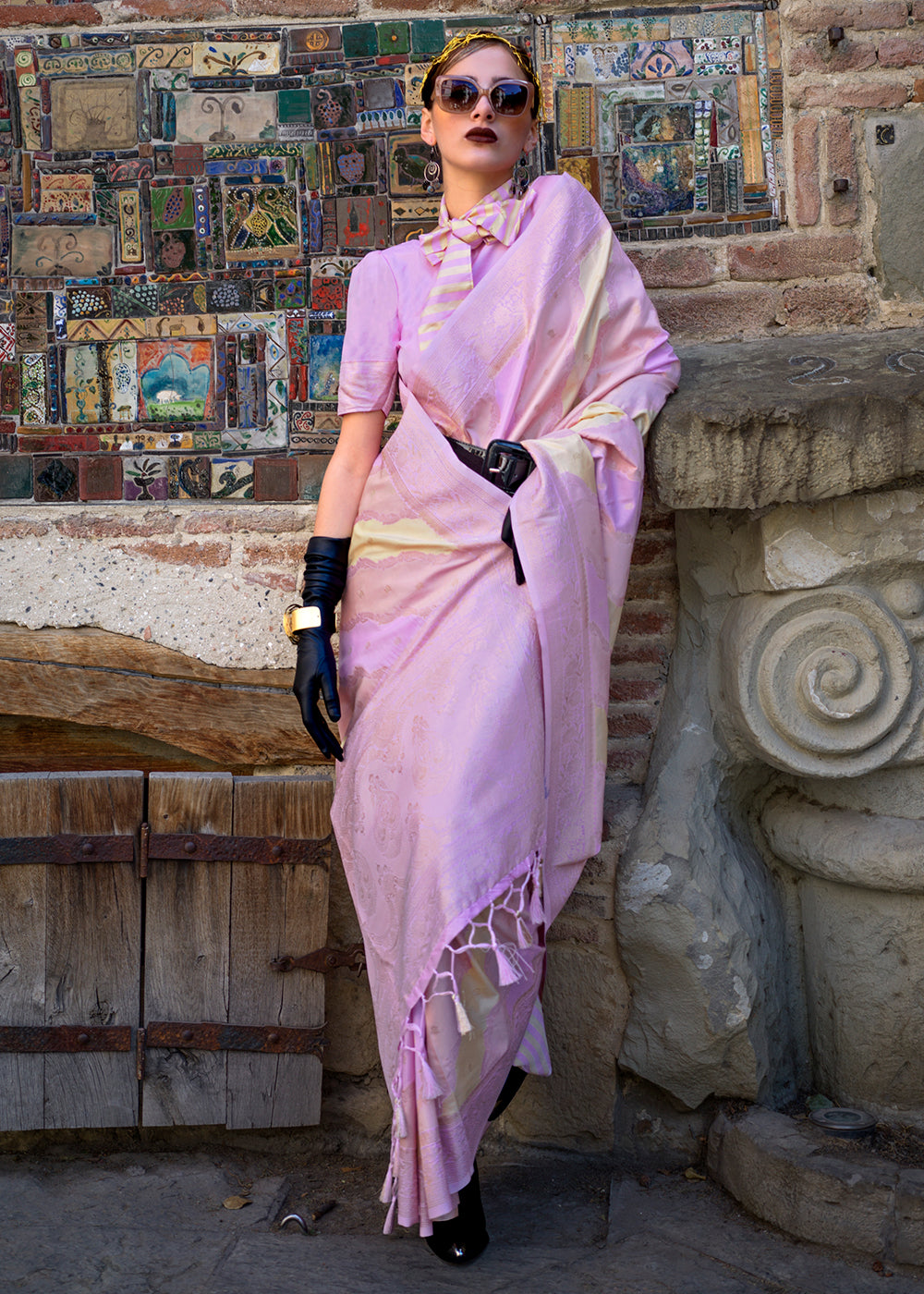Dusty Purple Radiant Elegance Blended Silk Designer Saree