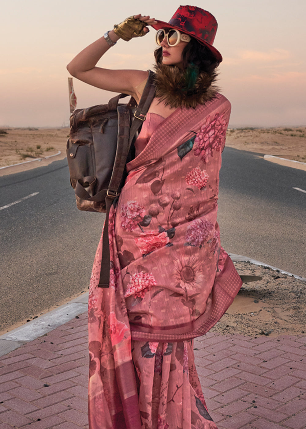 Dusty Red Elegant Blended Linen Silk Saree – Breathable & Stylish for All Seasons