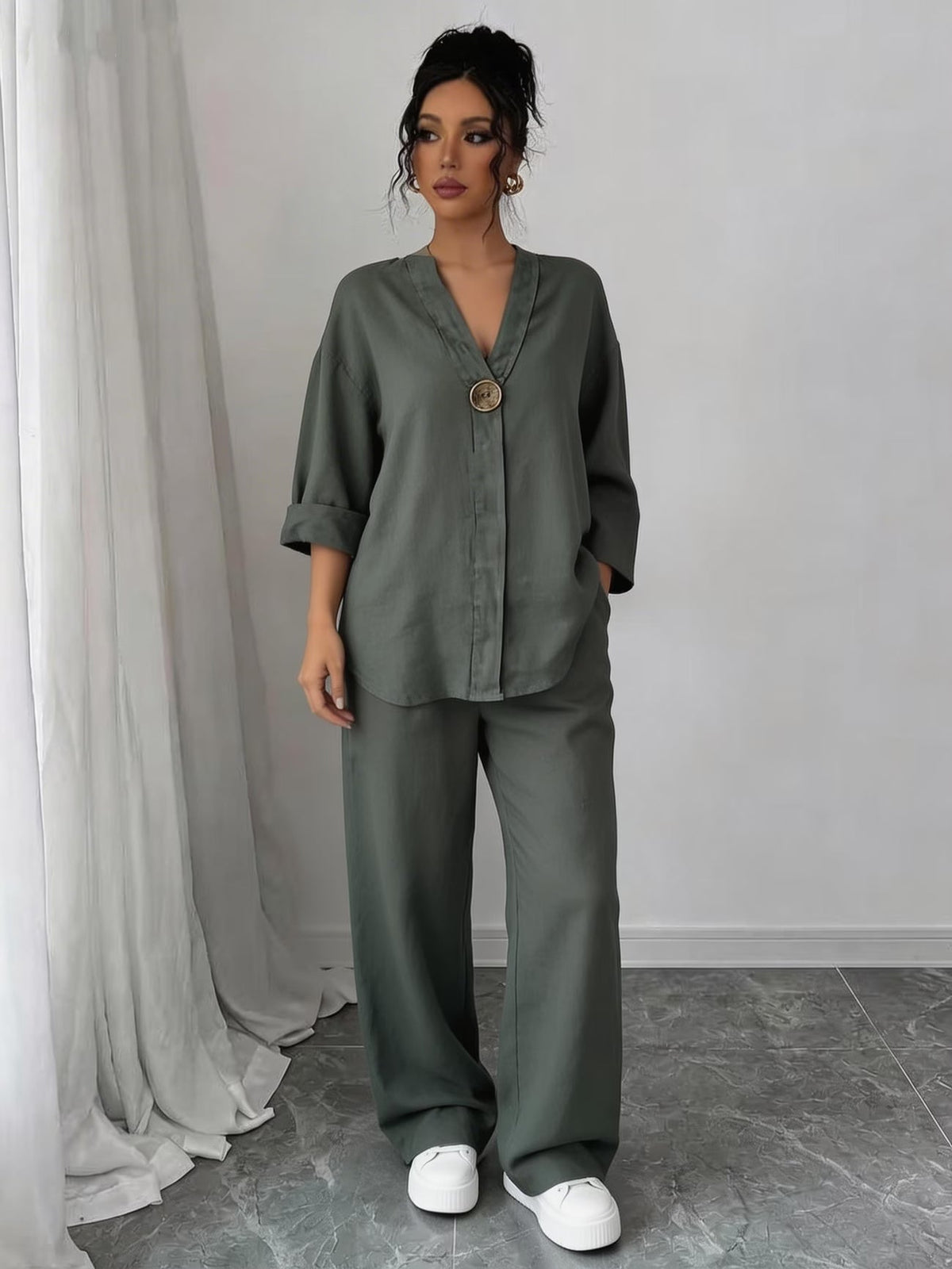 European Luxe Wide-Leg Co-Ord Set