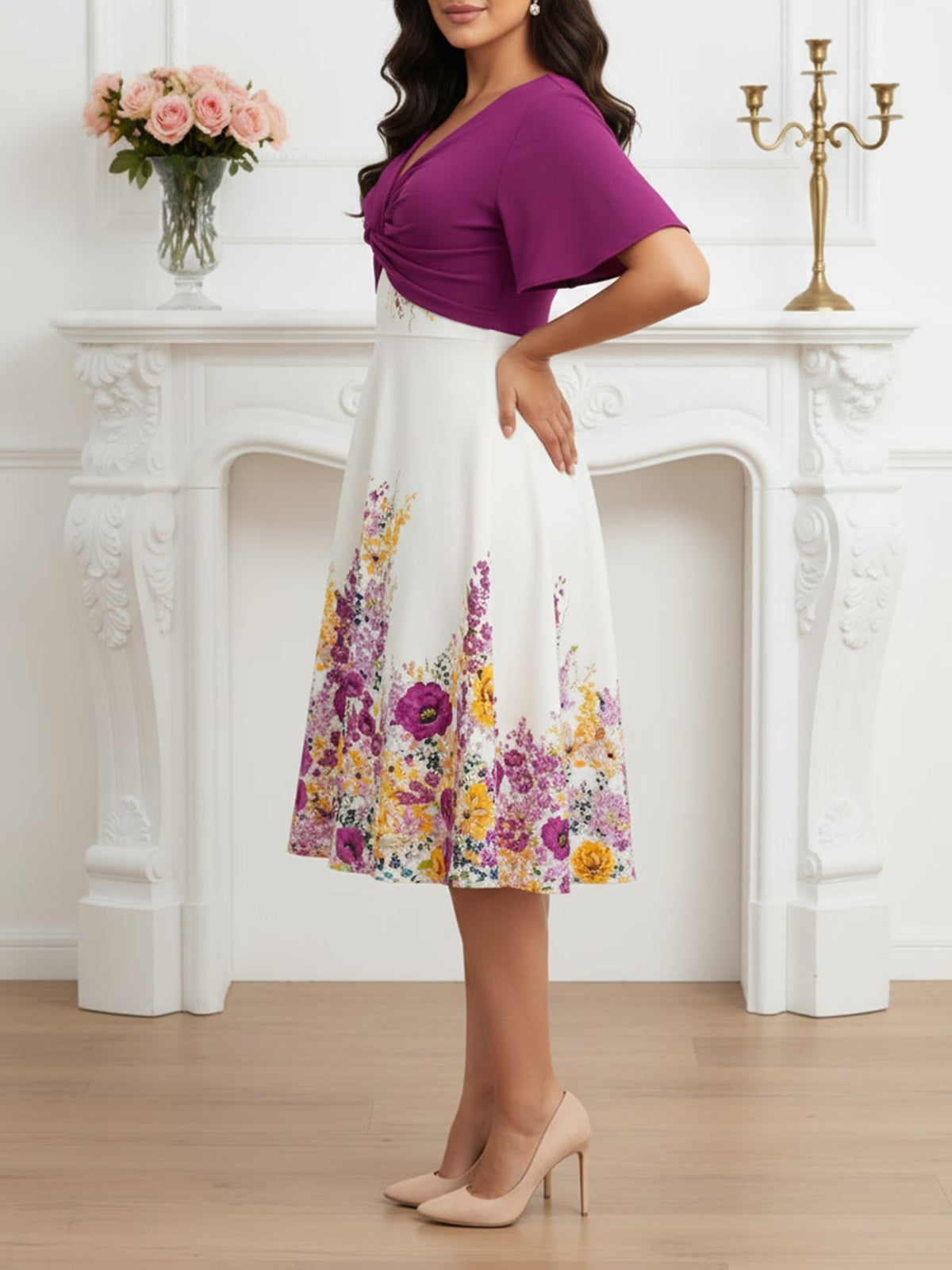 Women Summer Vacation Floral Dress & Top 2-Piece Set