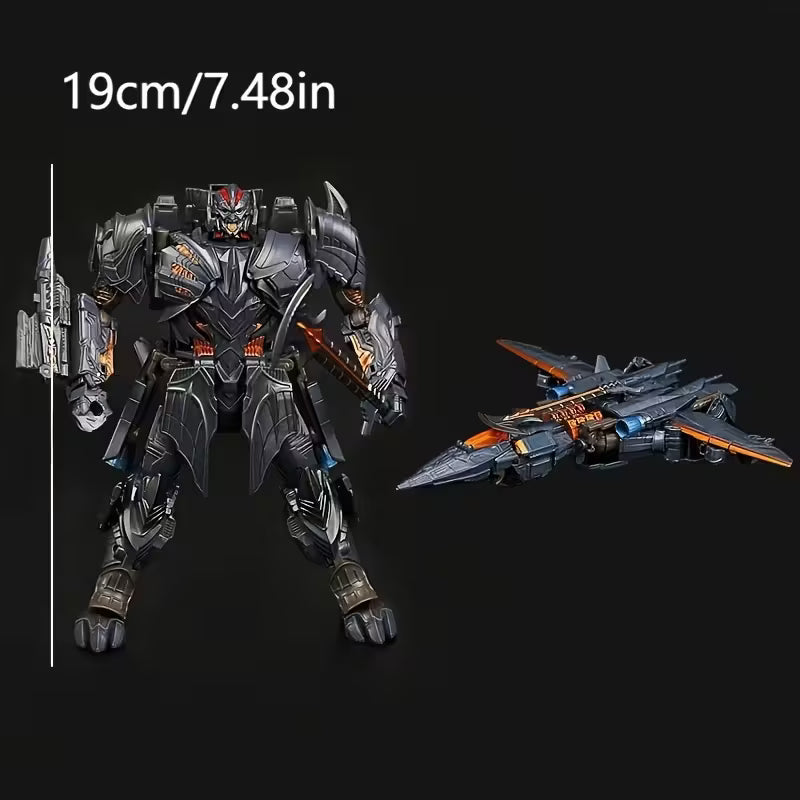 Transformable Mecha Aircraft Action Figure with Sword & Rifle