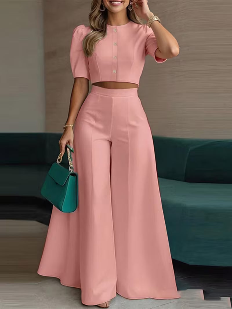 Short Top + Pants Two-Piece Set Women