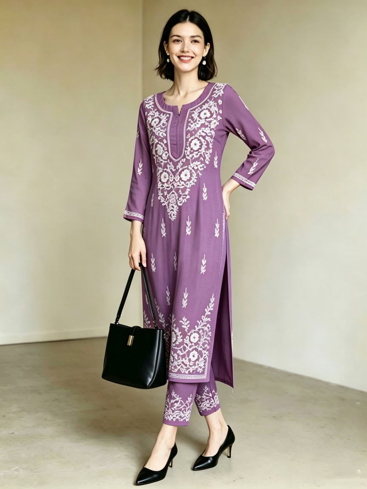 Elegant Embroidered Kurta Co-Ord Set