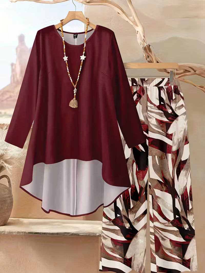 Women’s Color-Block Striped Top & Pants Set