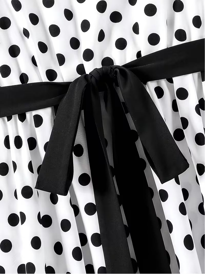 Plus Size Polka Dot Tie-Front 2-Piece Set