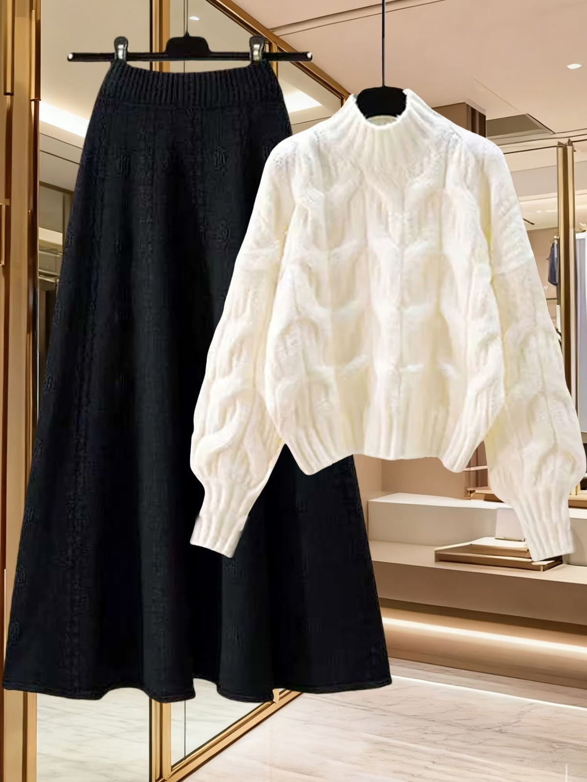 Elegant Sweater & Skirt Two-Piece Set