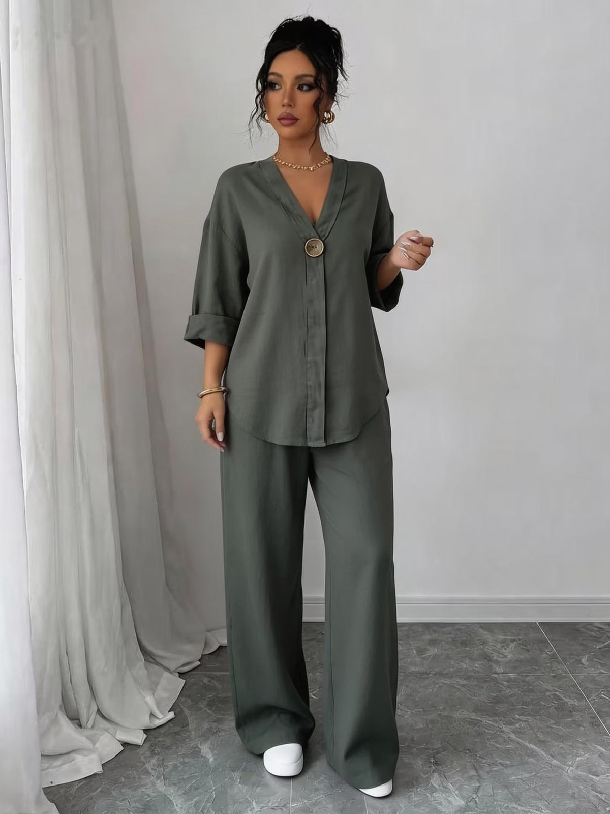 European Luxe Wide-Leg Co-Ord Set