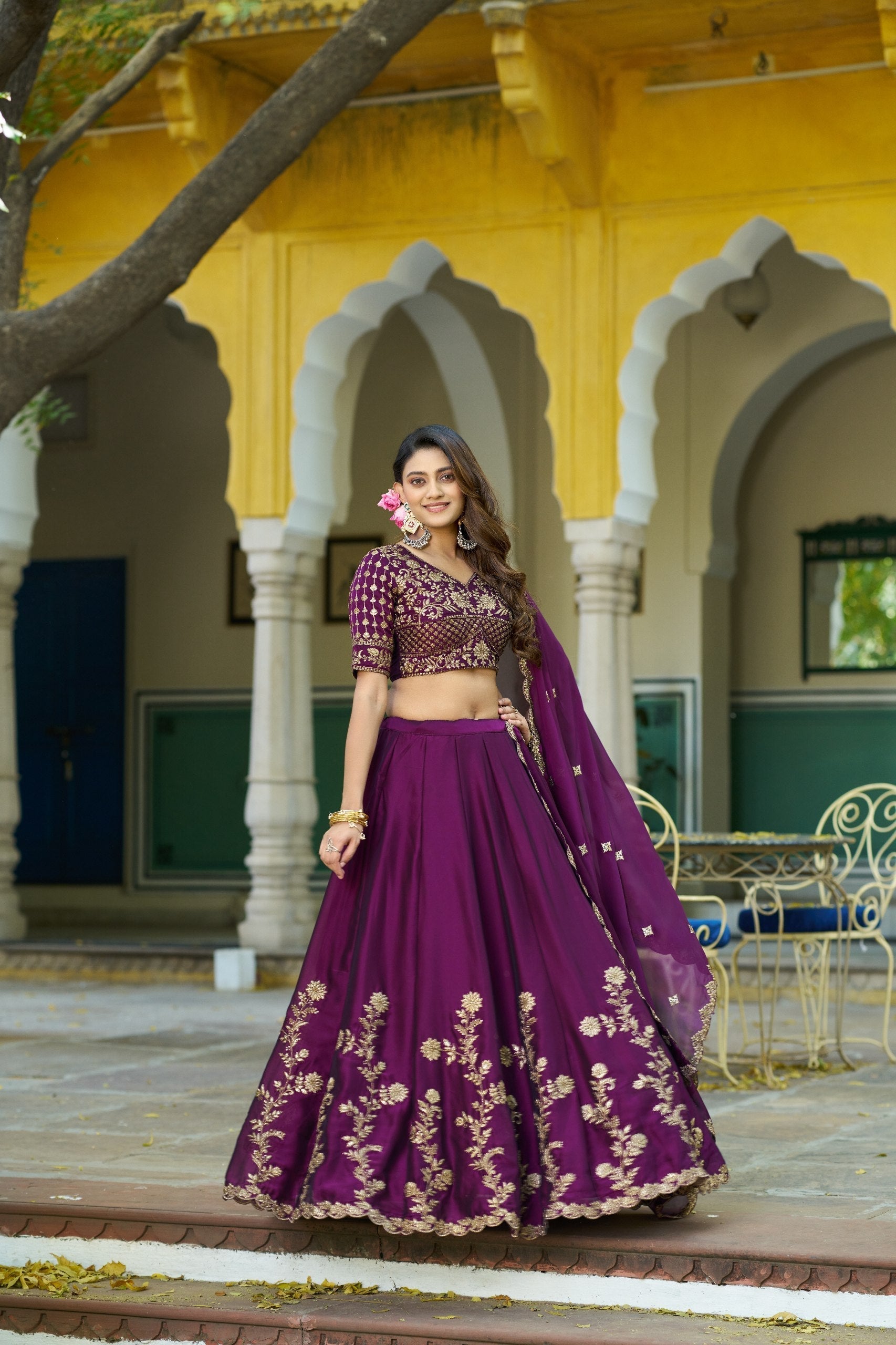 Eggplant Silk Festive Lehenga Choli