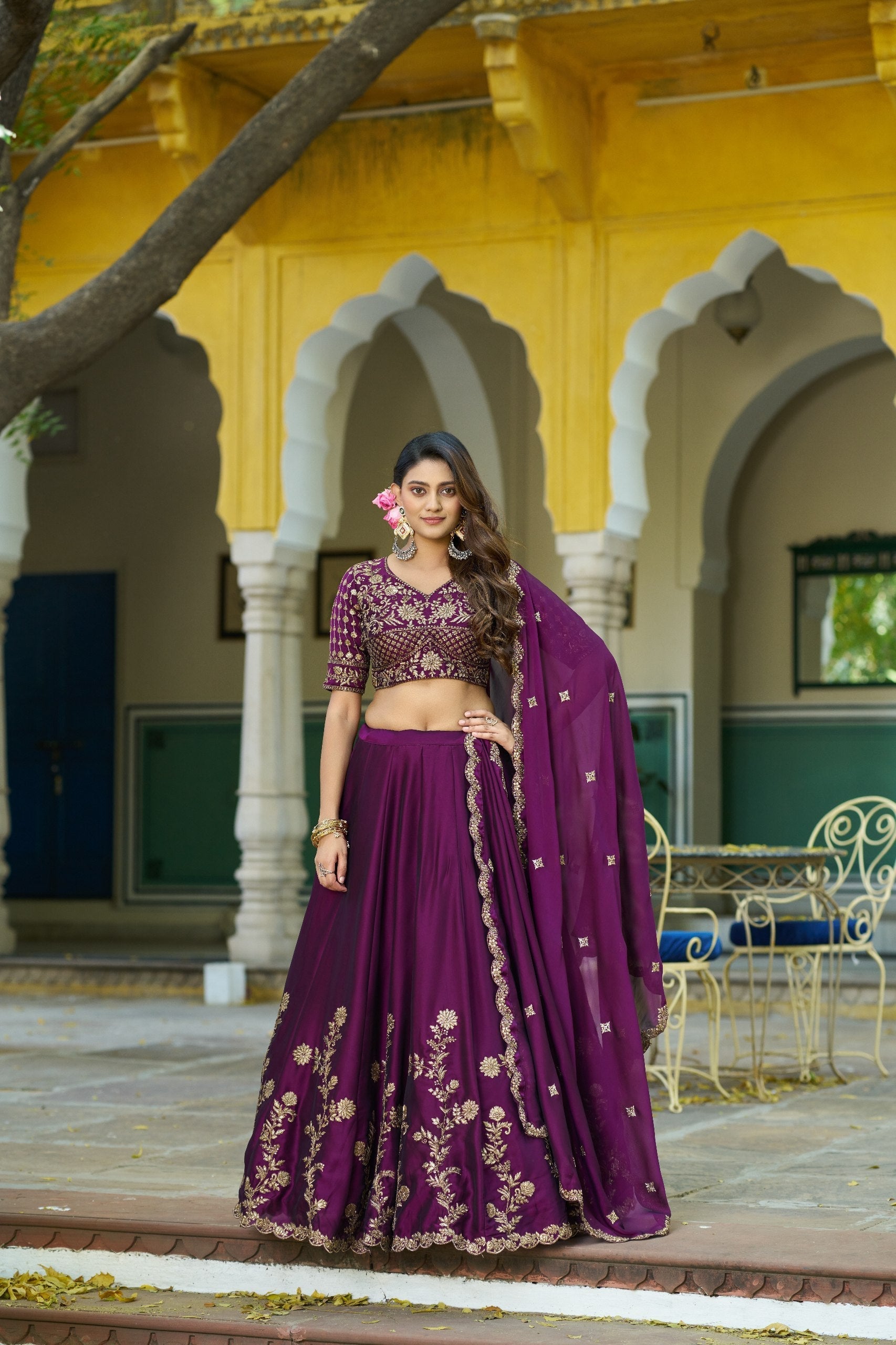 Eggplant Silk Festive Lehenga Choli