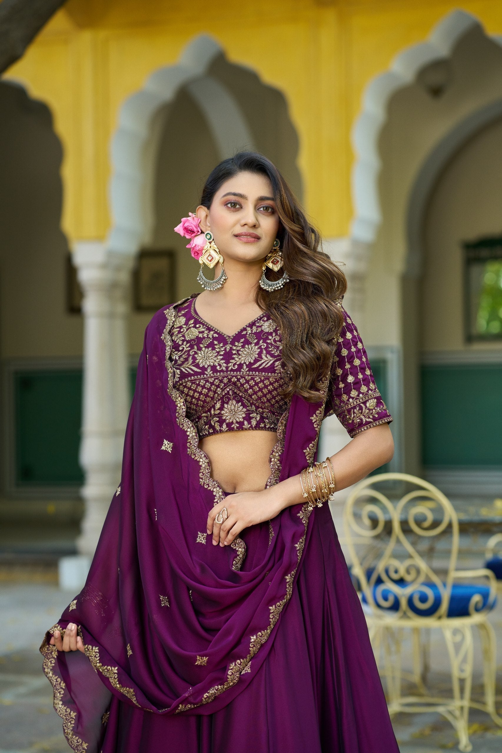 Eggplant Silk Festive Lehenga Choli