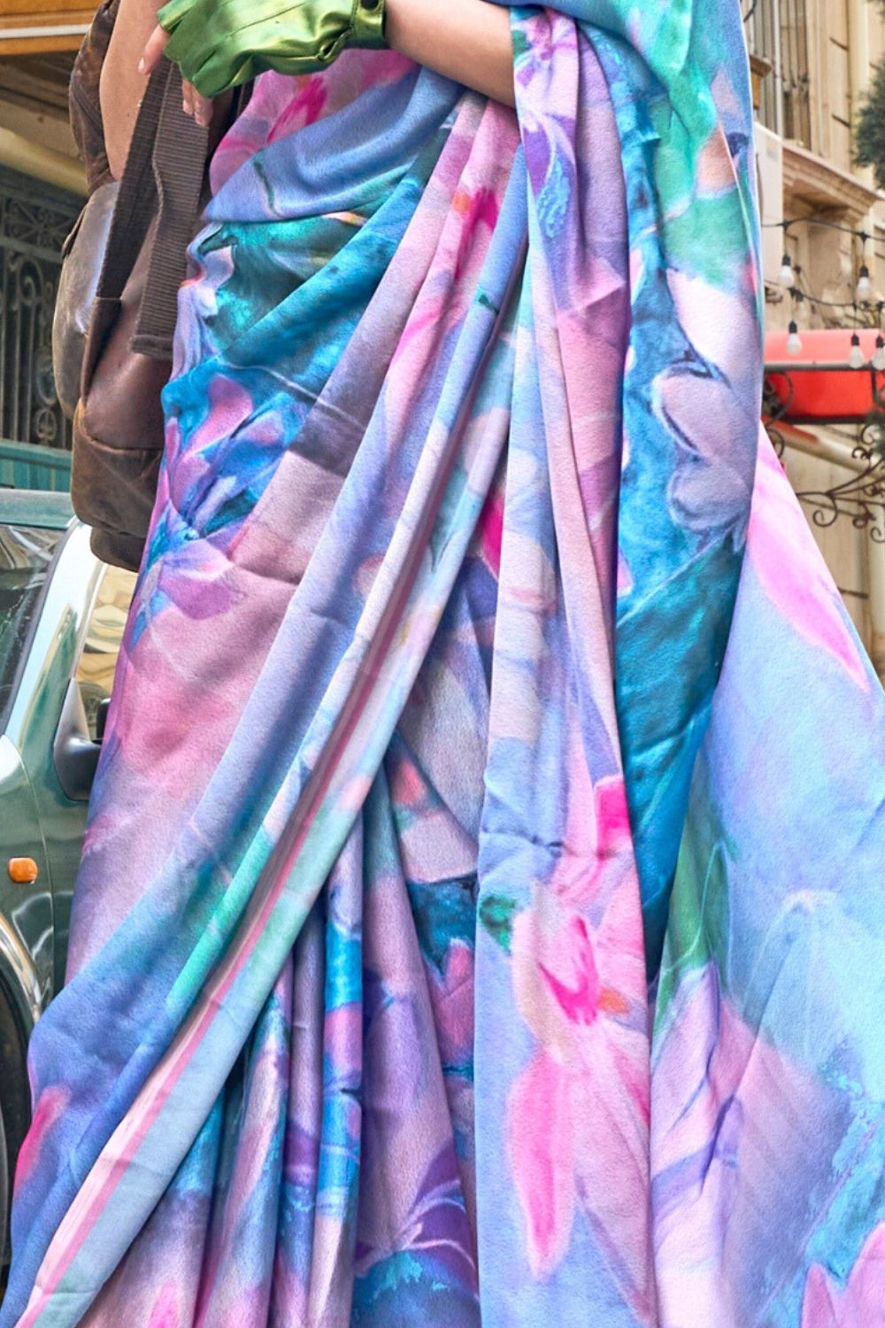 Elegant Bollywood Satin Printed Saree – Party & Festive Wear