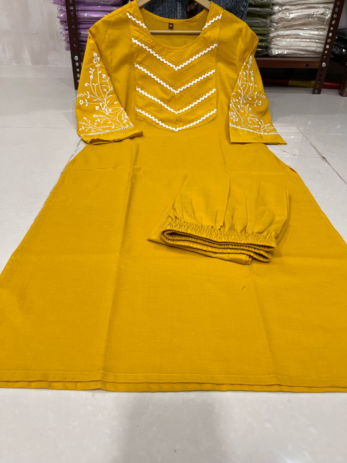 Embroidered Cotton 60x60 Kurta Pant Set
