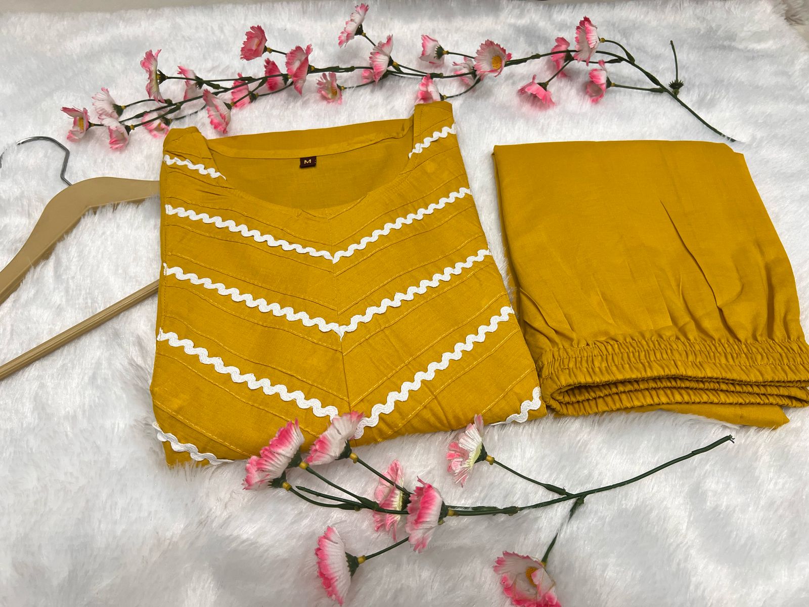 Embroidered Cotton 60x60 Kurta Pant Set