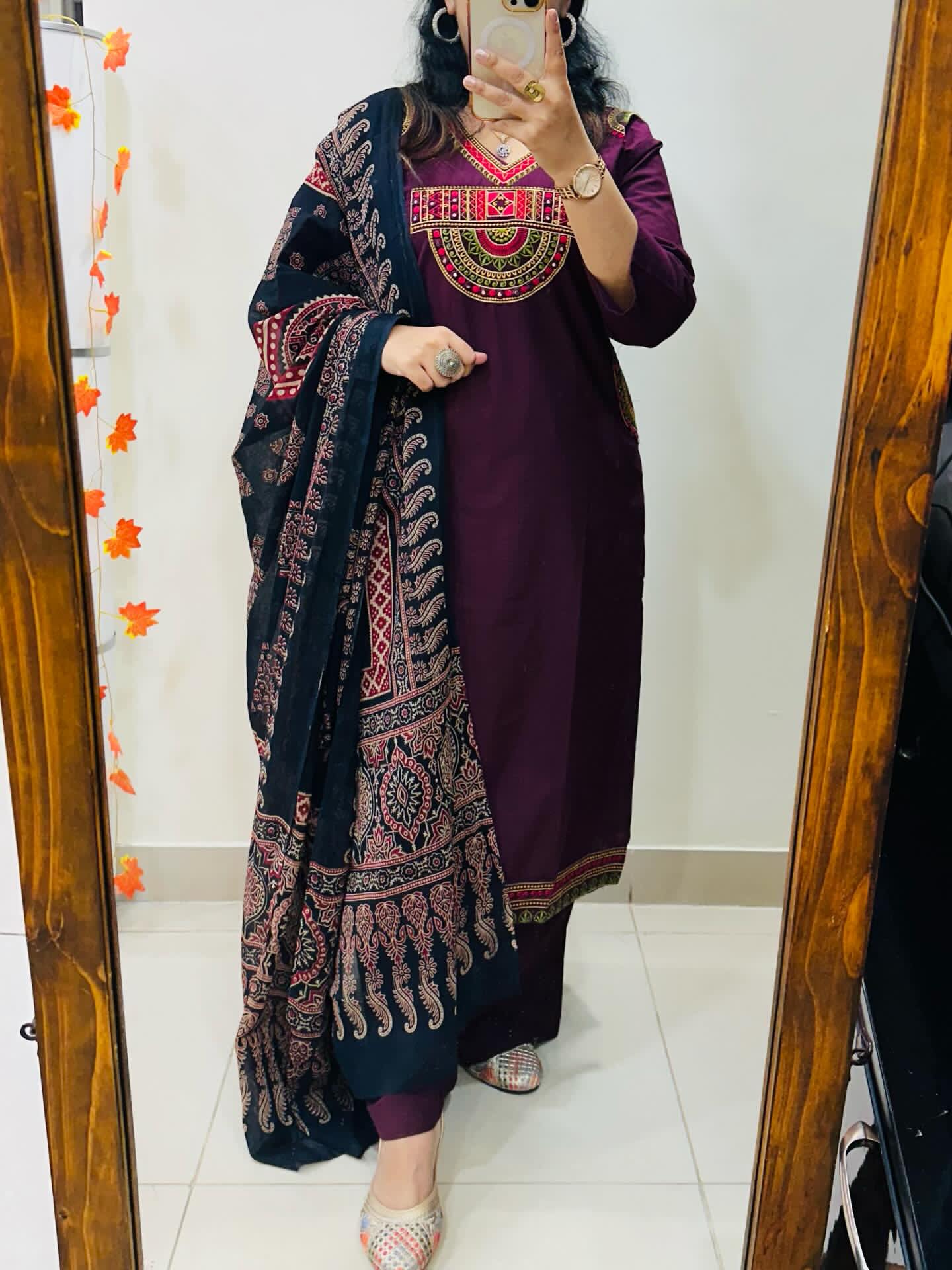 Embroidered Cotton 60x60 Kurti Pant Dupatta Suit Set