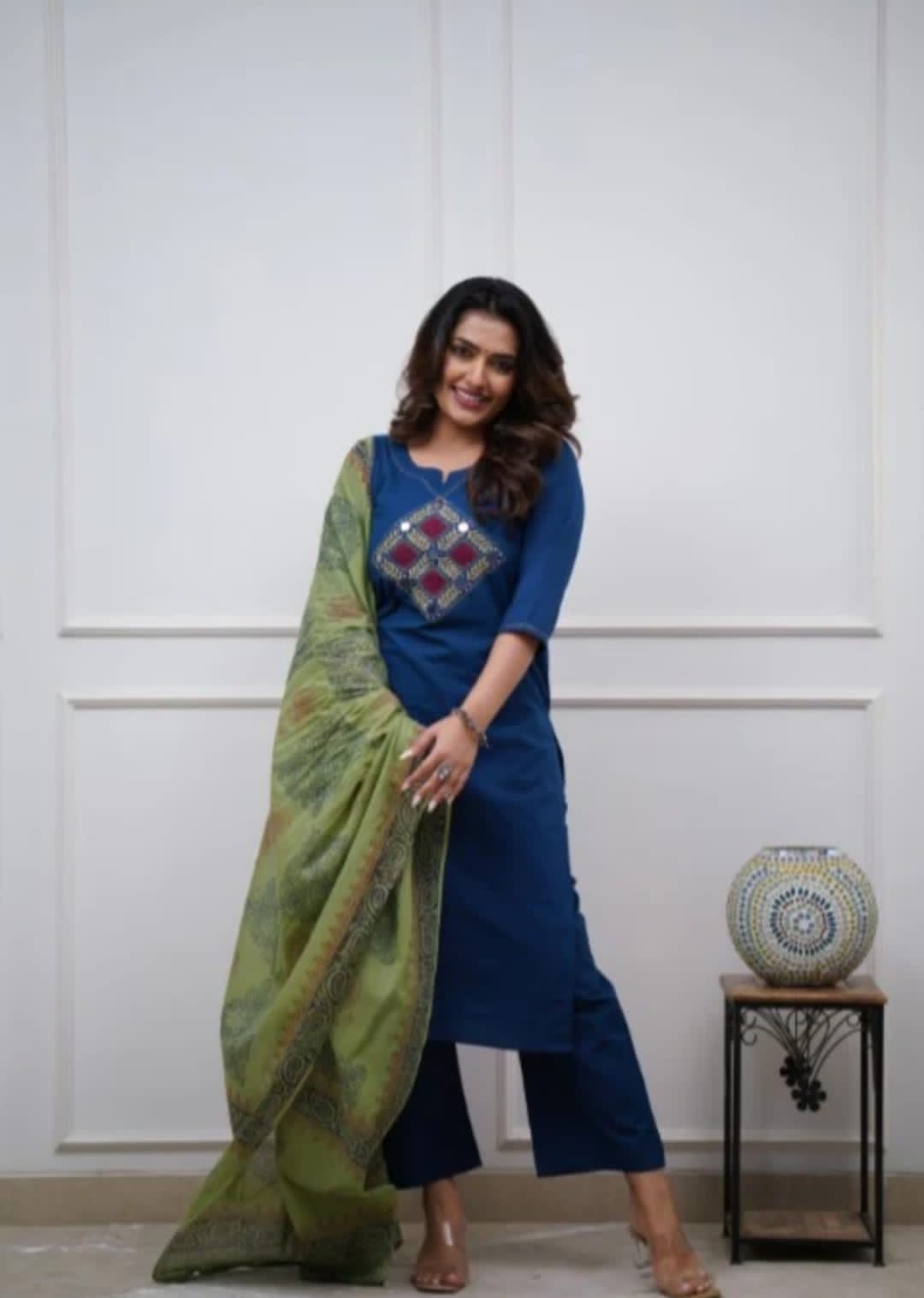 Embroidered Cotton Kurta Pant Set with Dupatta | Pocket Pant
