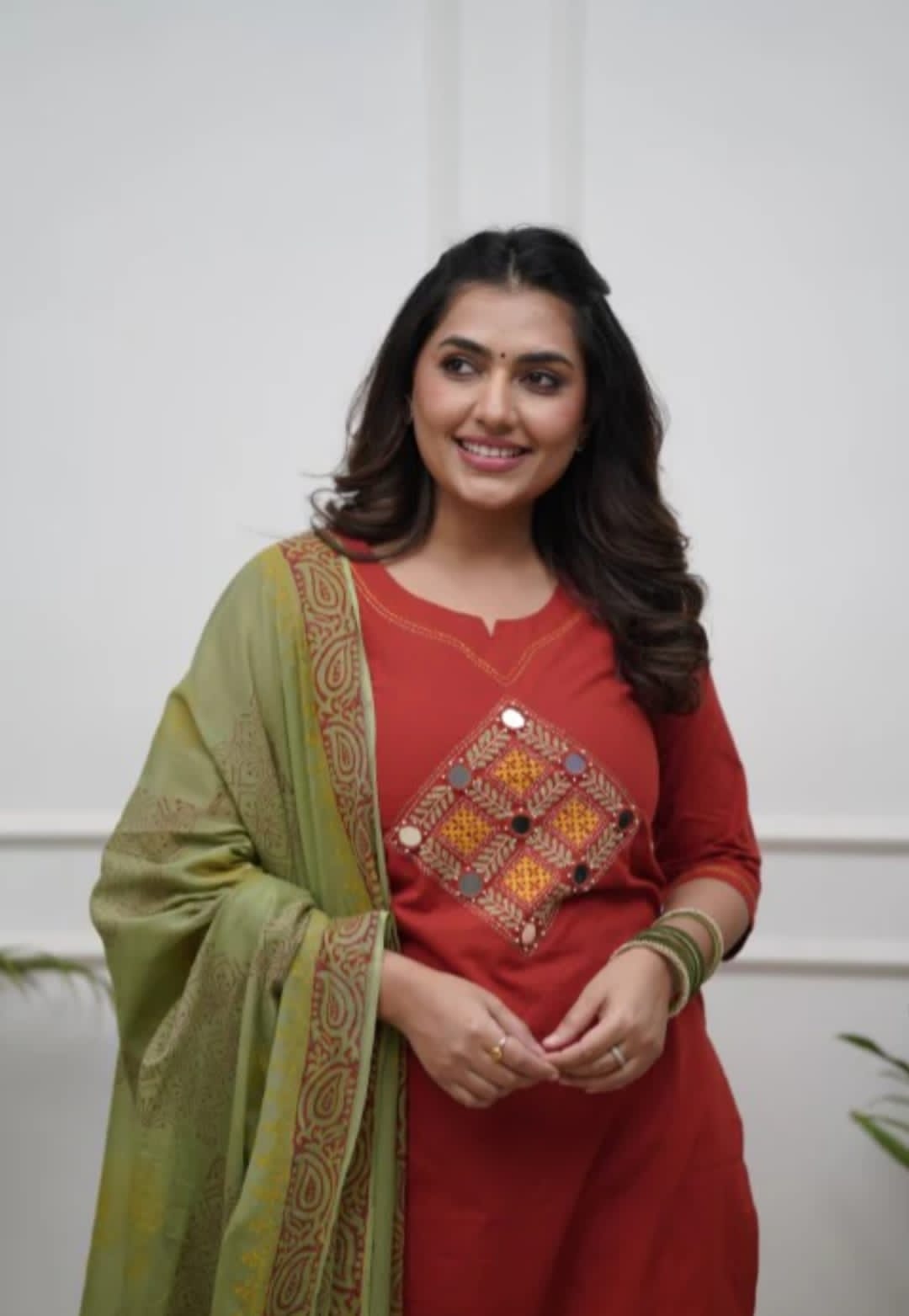 Embroidered Cotton Kurta Pant Set with Dupatta | Pocket Pant