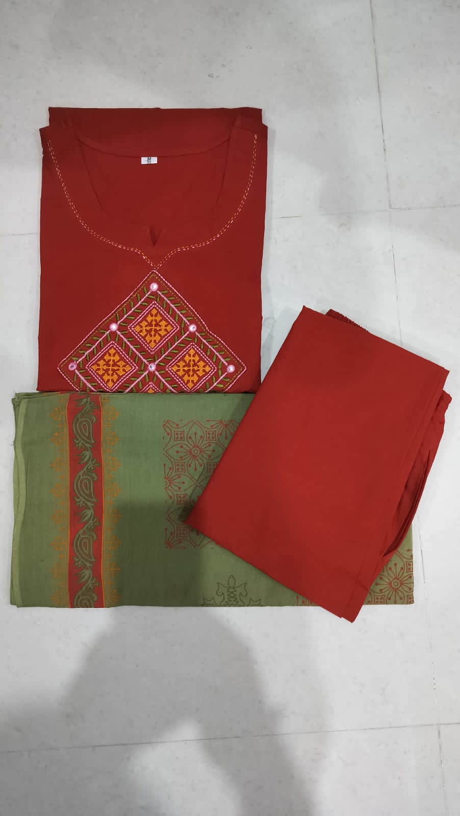 Embroidered Cotton Kurta Pant Set with Dupatta | Pocket Pant