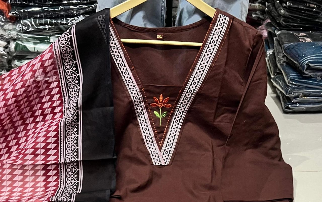 Embroidered Cotton Kurta Pant with Dupatta Set for Women