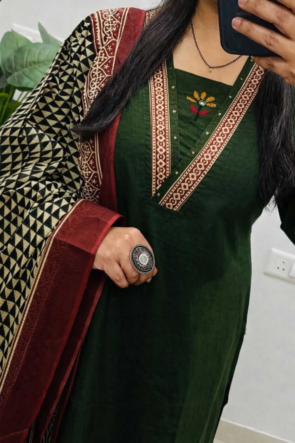 Embroidered Cotton Kurta Pant with Dupatta Set for Women