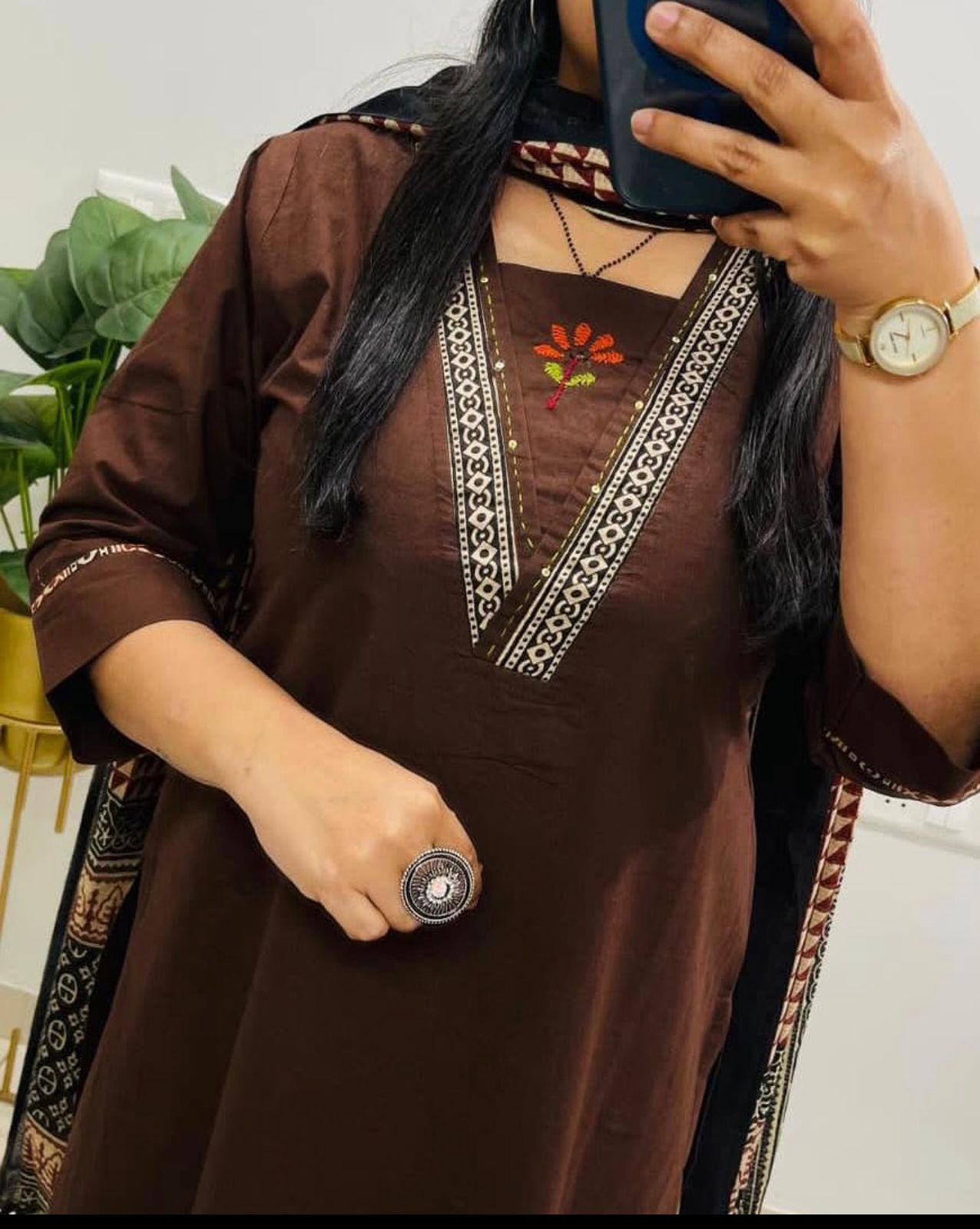 Embroidered Cotton Kurta Pant with Dupatta Set for Women