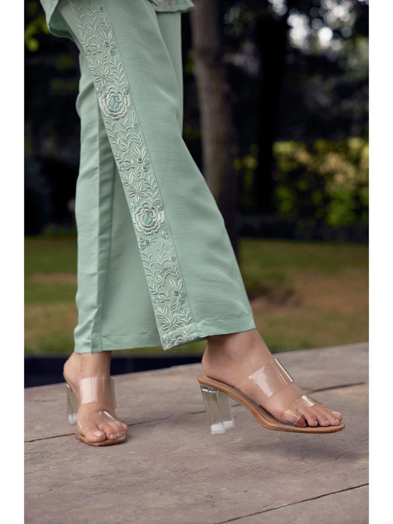 Embroidered Cotton Kurti & Pant Co-ord Set