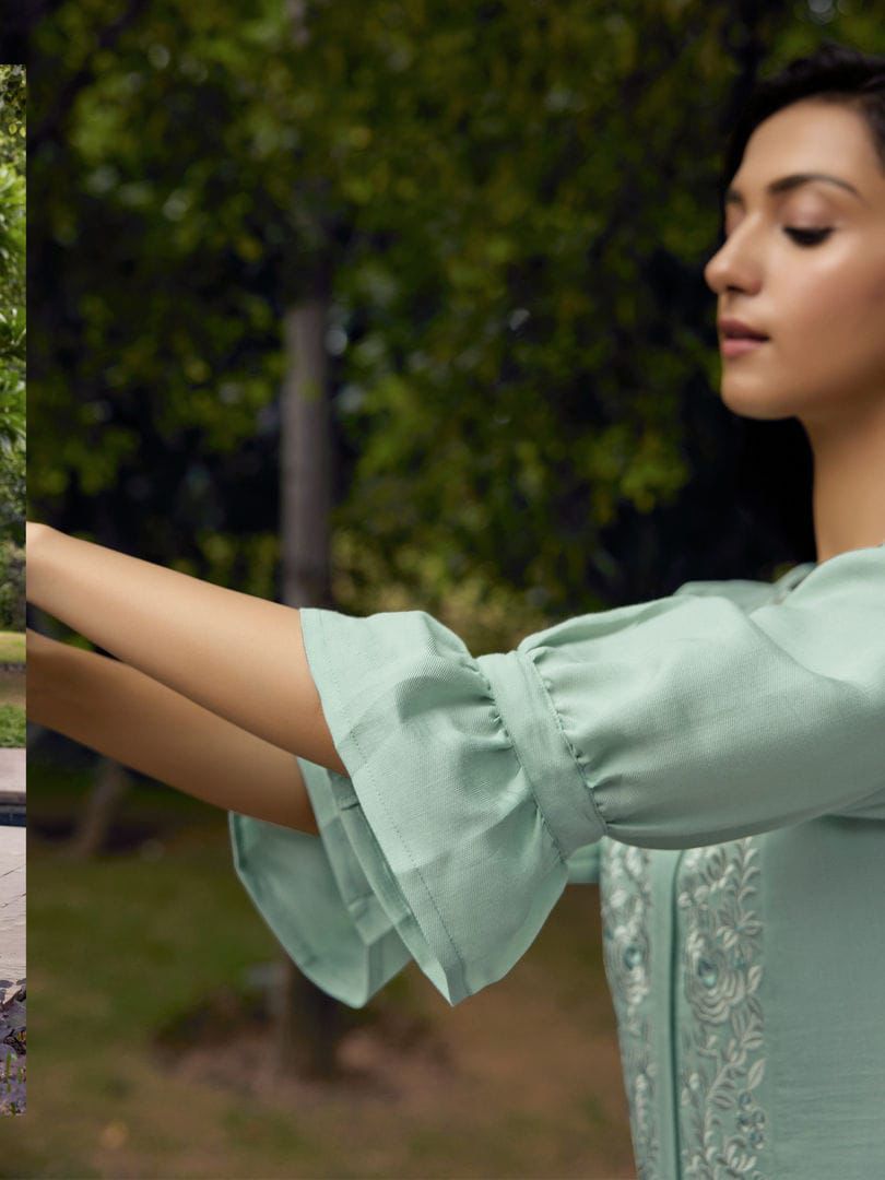 Embroidered Cotton Kurti & Pant Co-ord Set
