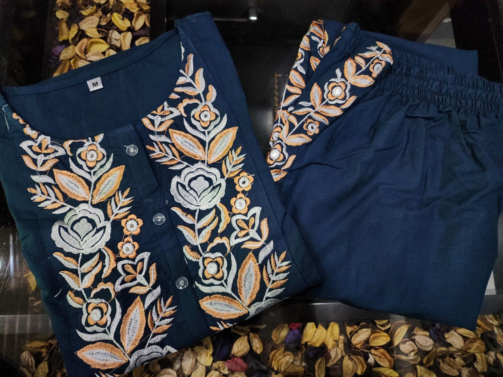 Embroidered Cotton Kurti & Pant Co-ord Set