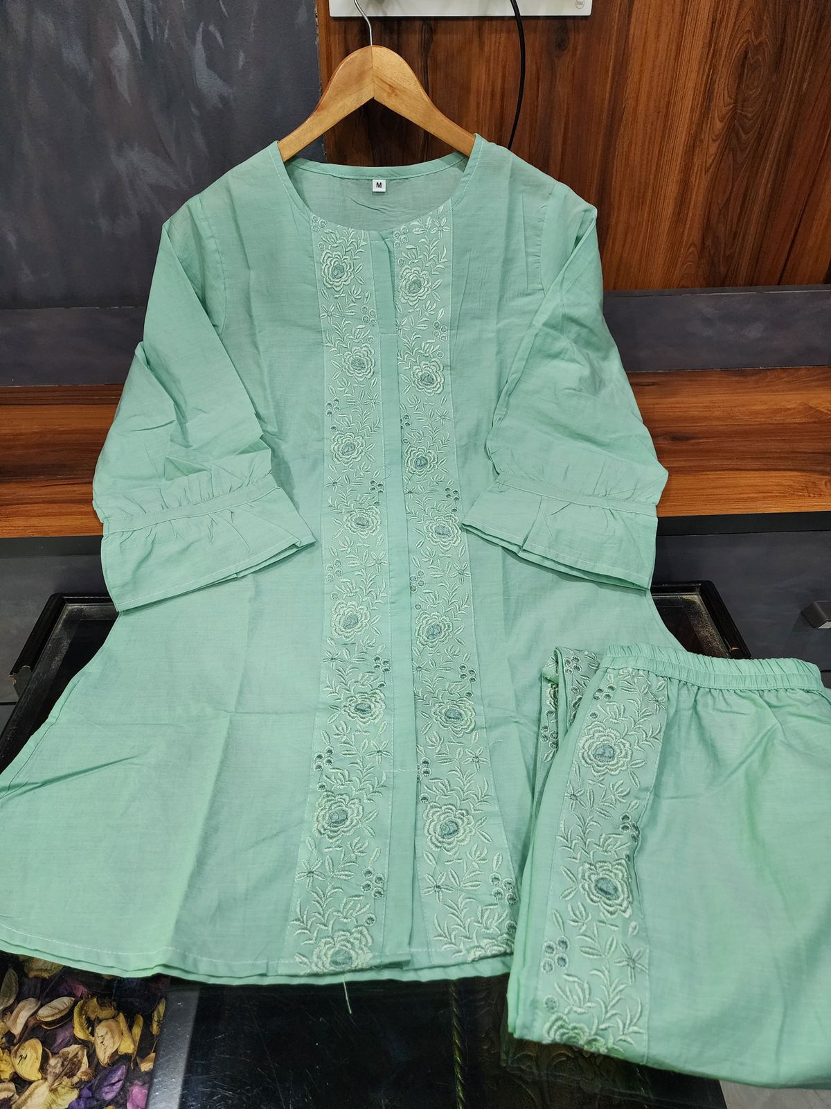 Embroidered Cotton Kurti & Pant Co-ord Set