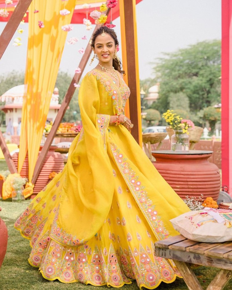 Enthralling Georgette Yellow Lehenga Choli Set with Mirror Embroidery