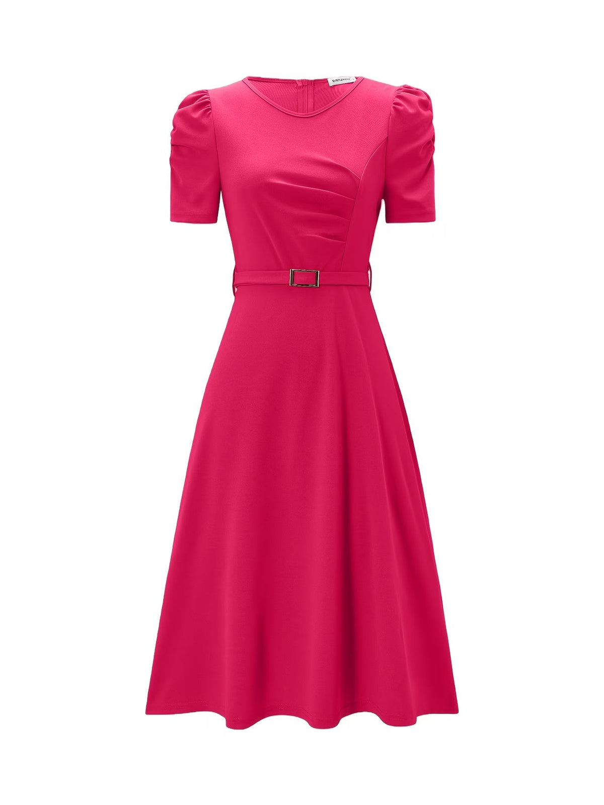 Women's Elegant V-Neck Ruffle Midi Dress with Waist Belt