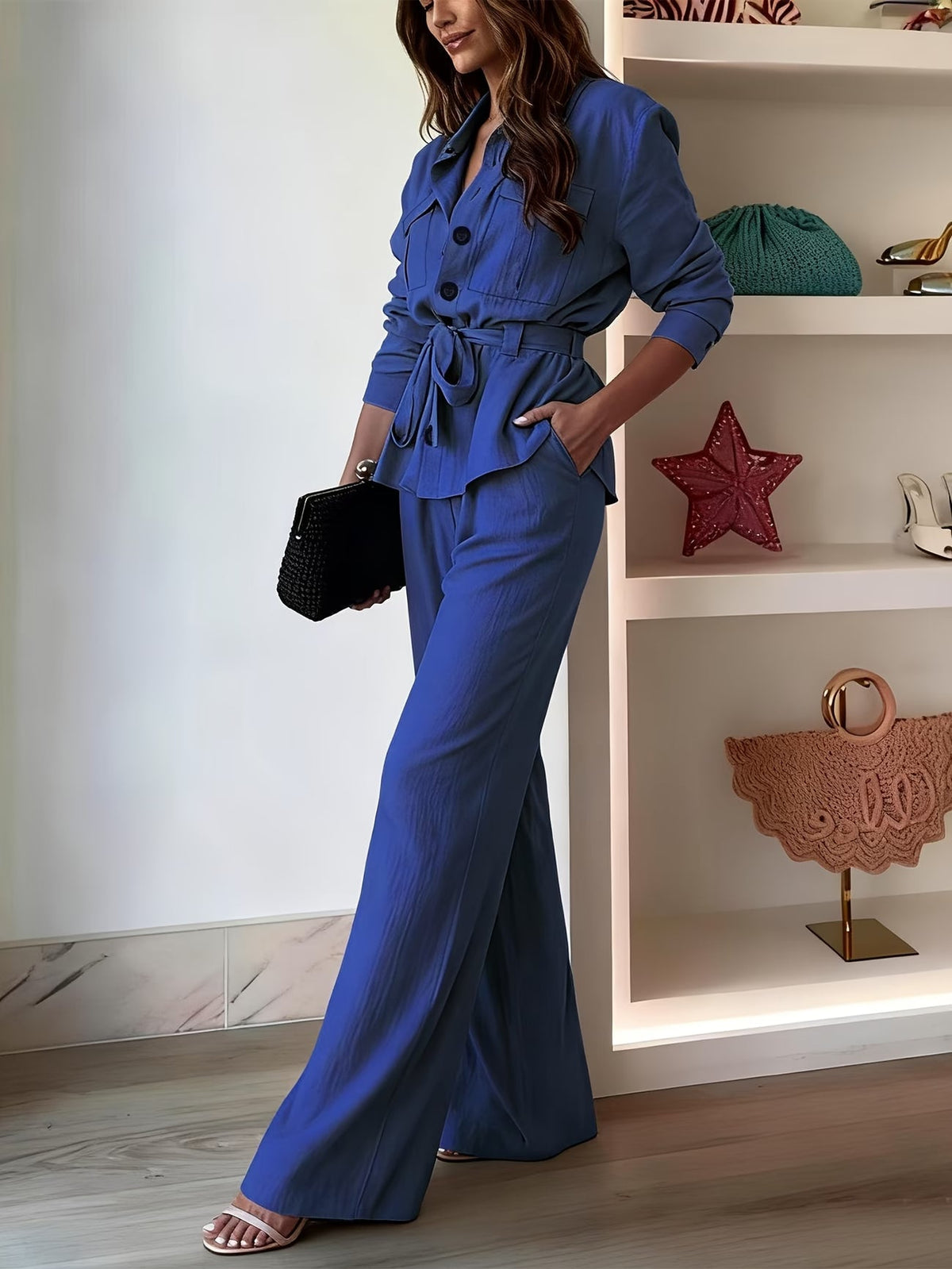 Chic Drawstring Wide-Leg Co-Ord Set