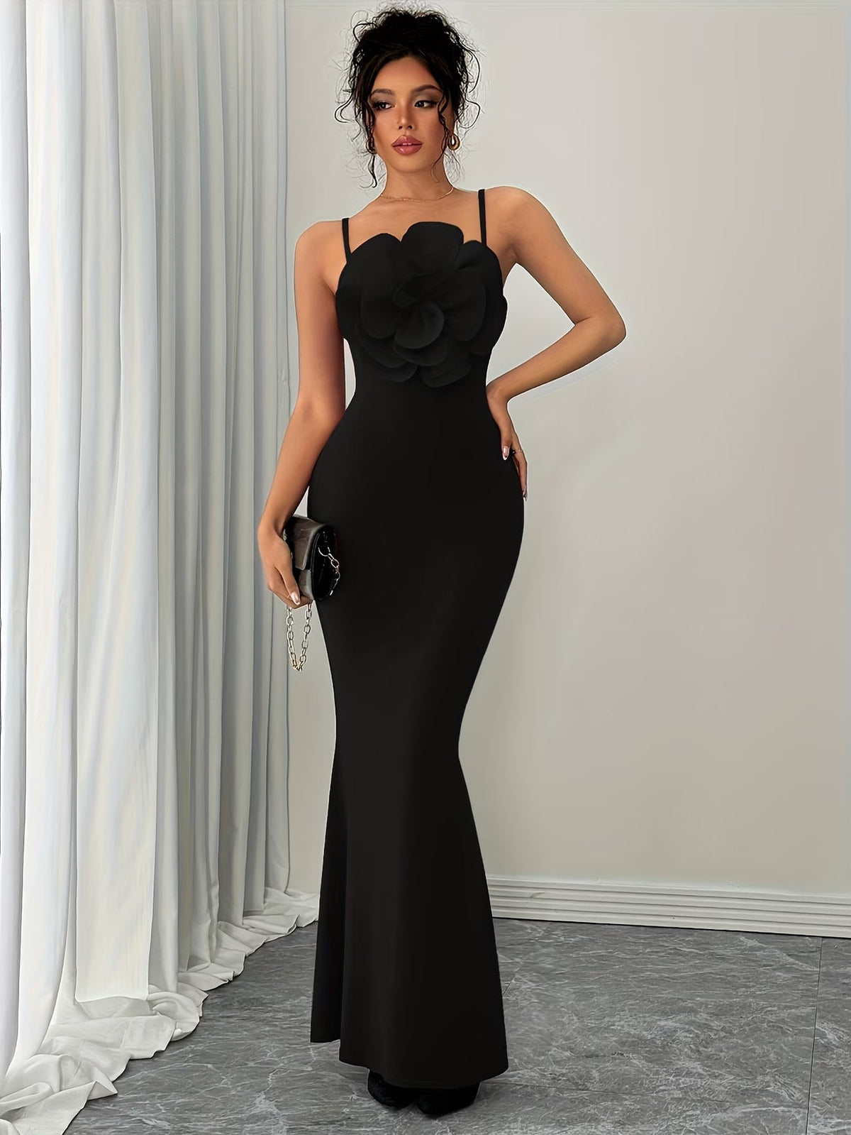 Women's Elegant 3D Floral Statement Maxi Dress