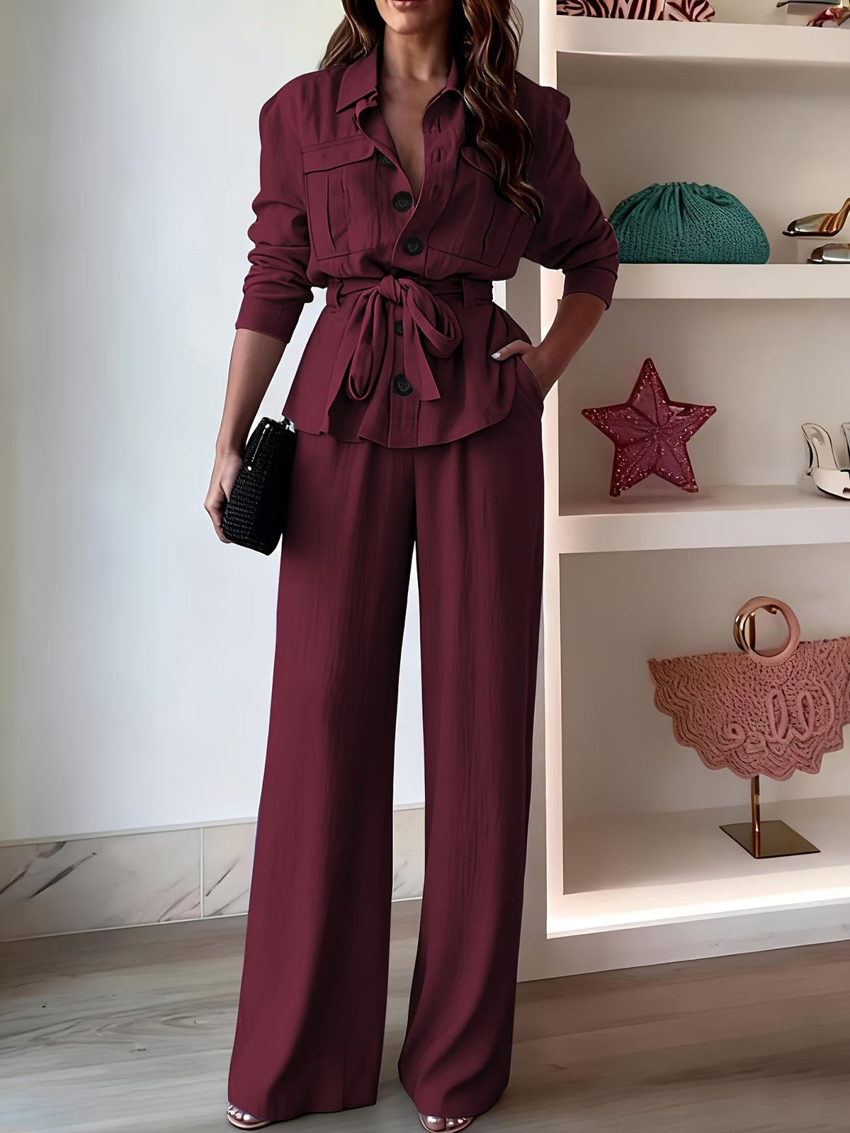 Chic Drawstring Wide-Leg Co-Ord Set