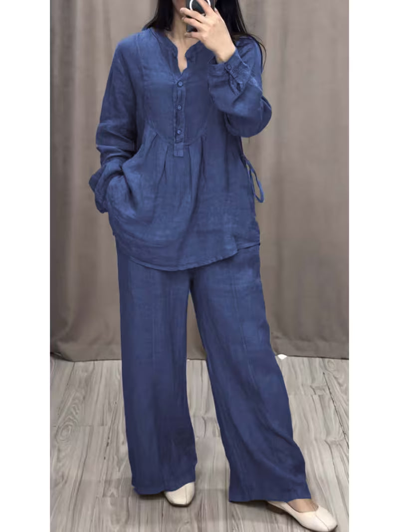 Plus Size Long Sleeve Top & Wide Leg Pants Set