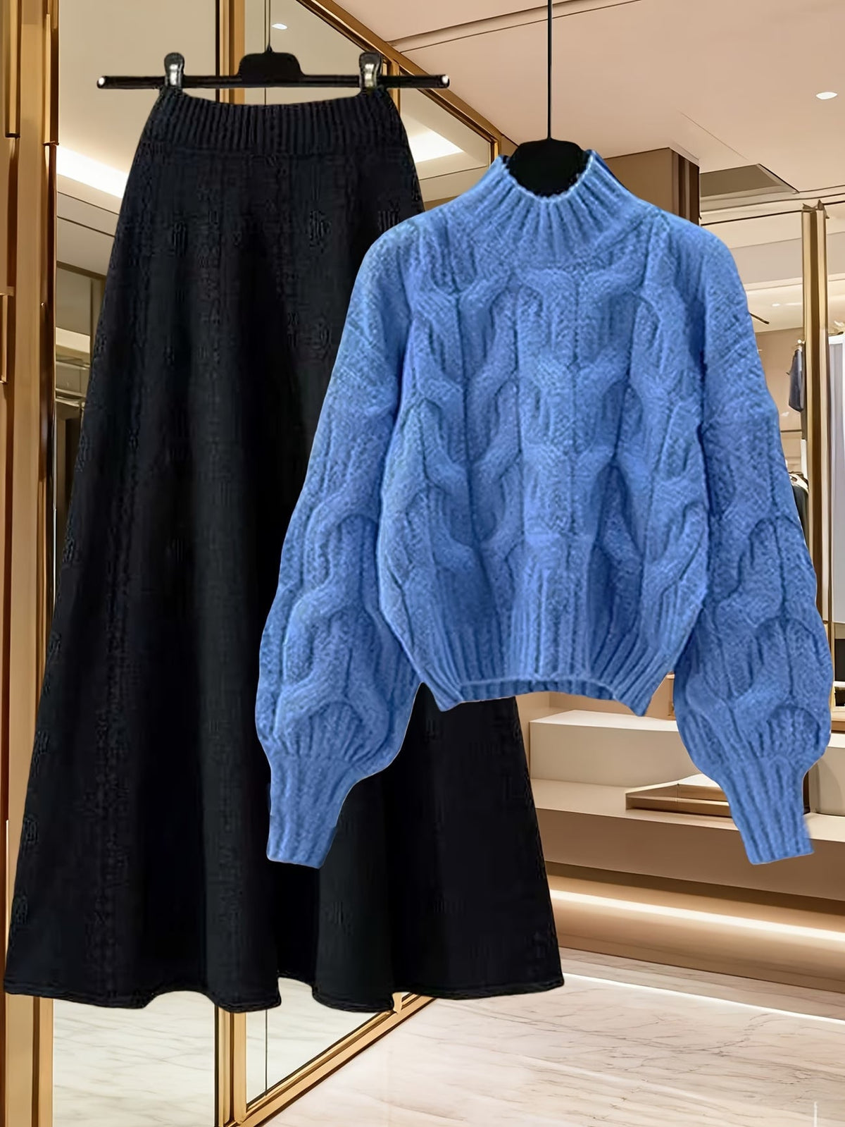Elegant Sweater & Skirt Two-Piece Set