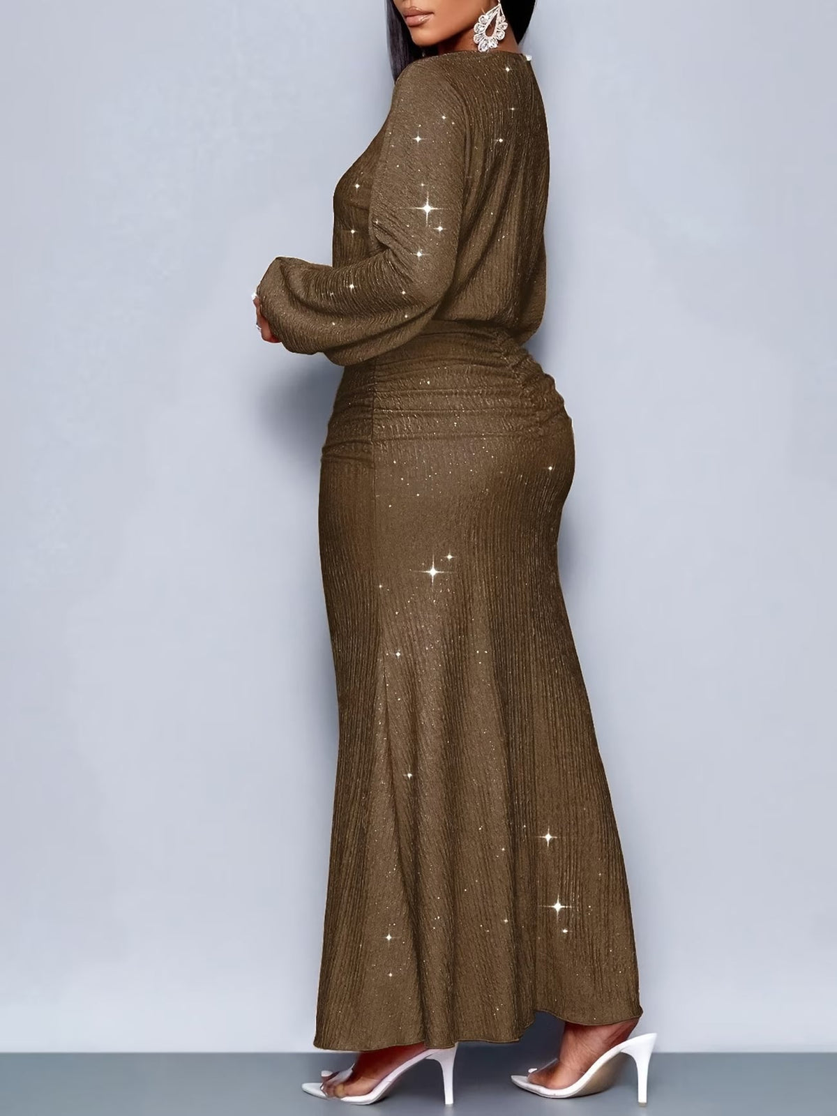 Women's Elegant Mermaid Hem Long Sleeve Bodycon Dress