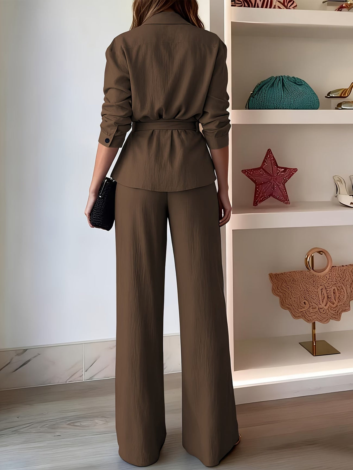 Chic Drawstring Wide-Leg Co-Ord Set