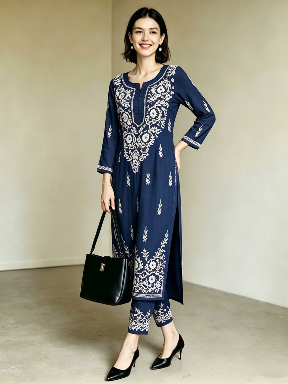 Elegant Embroidered Kurta Co-Ord Set