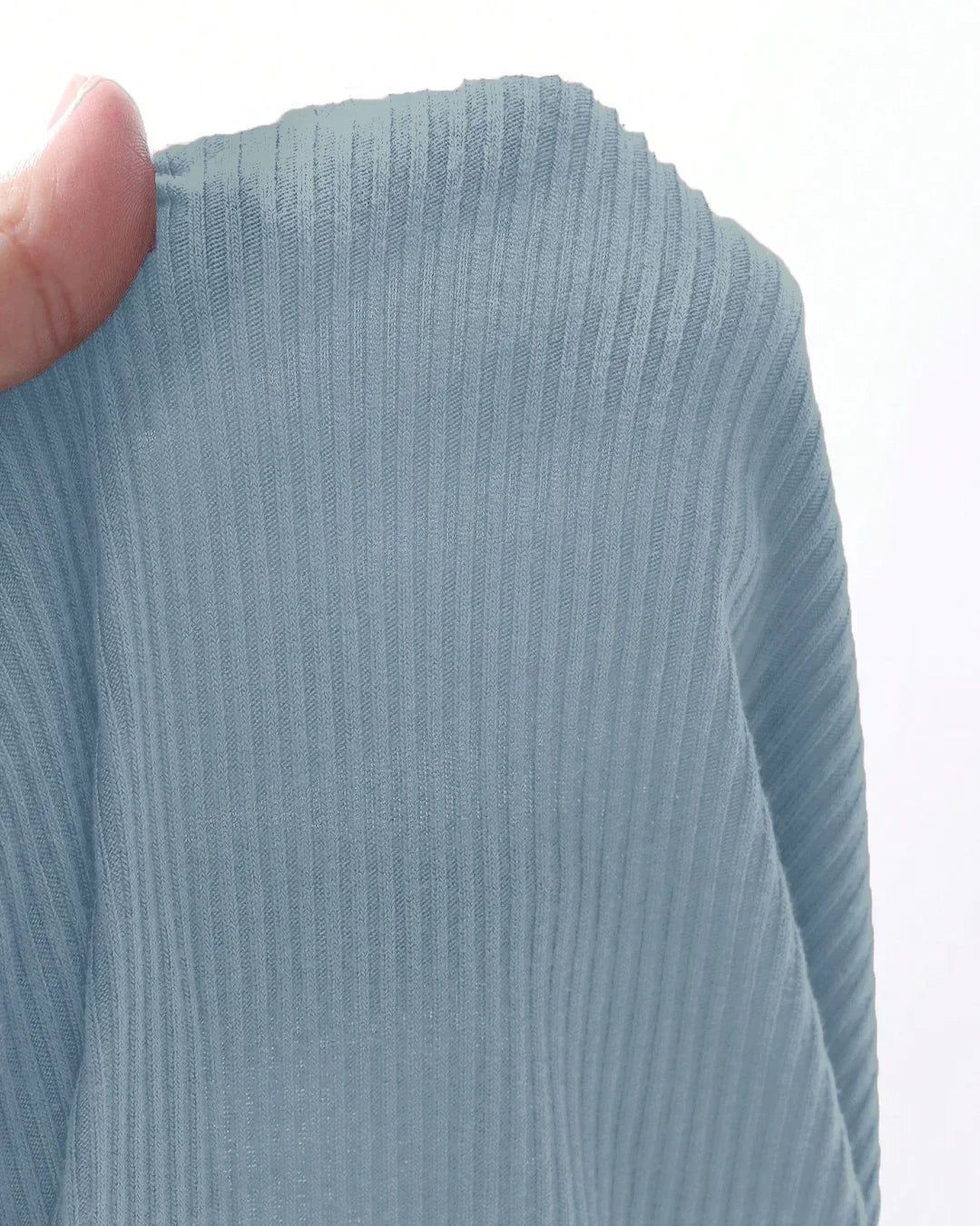 Powder Blue Long Sleeve Button Front Crop Top
