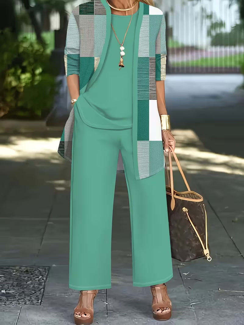 Women’s 3pcs Suit Set – Cardigan, Vest & Pants