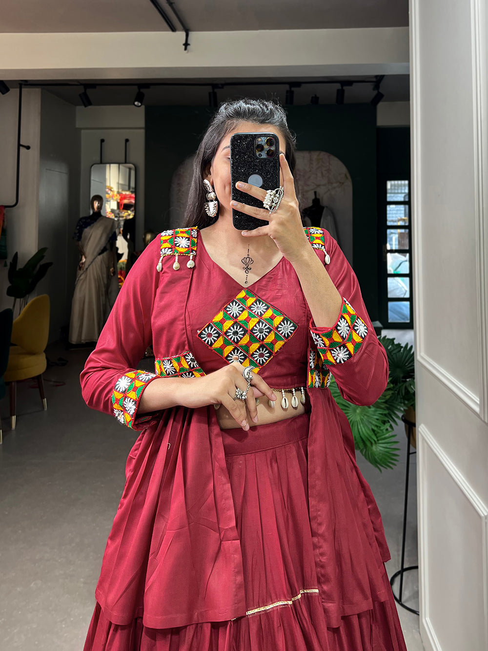 Maroon Color Plain With Gota Patti Rayon Chaniya Choli