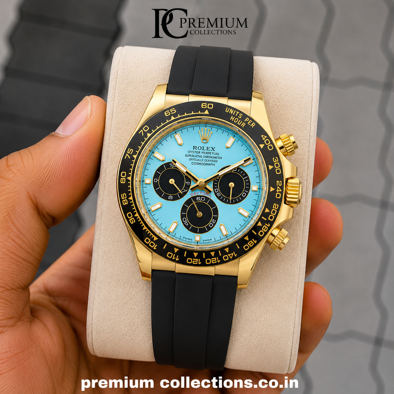 Role_x Daytona Gold/Sky Belt Watch